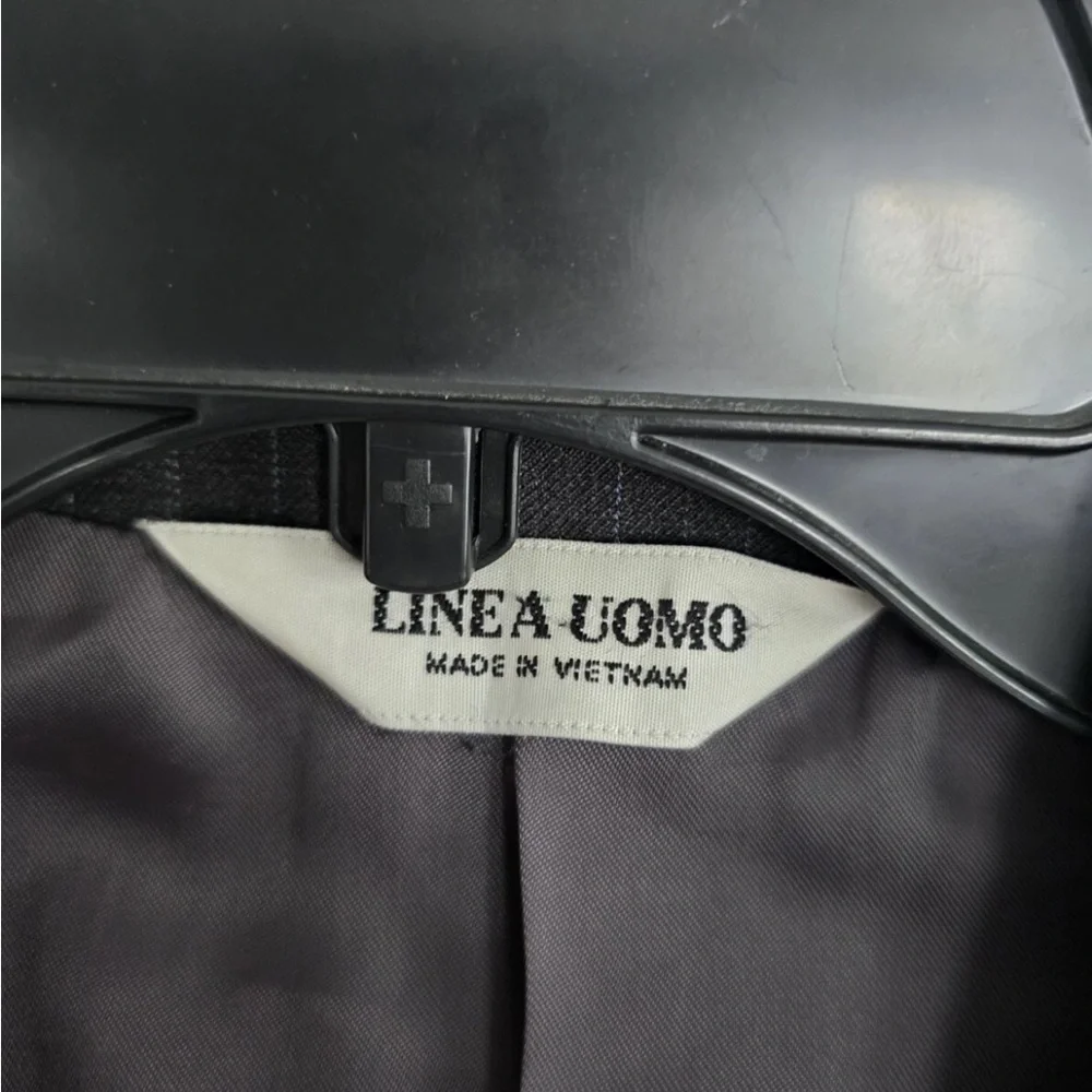 Linea Uomo Suit Sports Coat Pants Men 43 Gray Pinstripe Wool 4button 43x36 Flaw